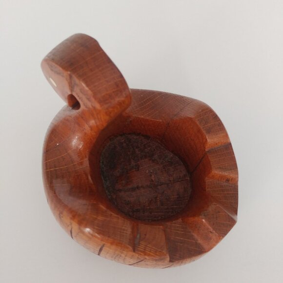 MCM Hand Carved Solid Wood Swan Trinket Bowl Natural Grain Succulent Planter Pot - Picture 6 of 9